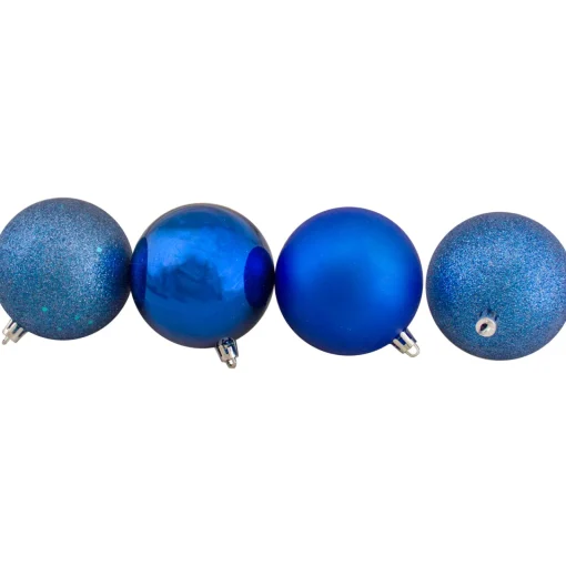 Discount 32ct Lavish Blue Shatterproof 4-Finish Christmas Ball Ornaments 3.25" (80mm) Shatterproof Balls|Ball Ornaments