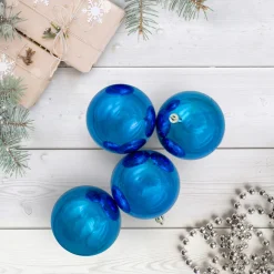 Hot 12ct Lavish Blue Shatterproof Christmas Ball Ornaments 4" (100mm) Shatterproof Balls|Ball Ornaments