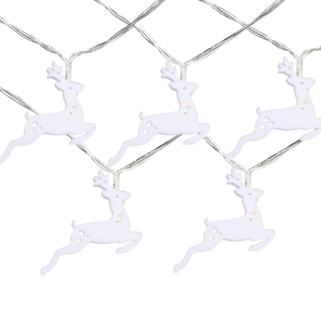 Sale 10-ct LED Warm White Reindeer Christmas Lights - 3' Clear Wire Battery Operated