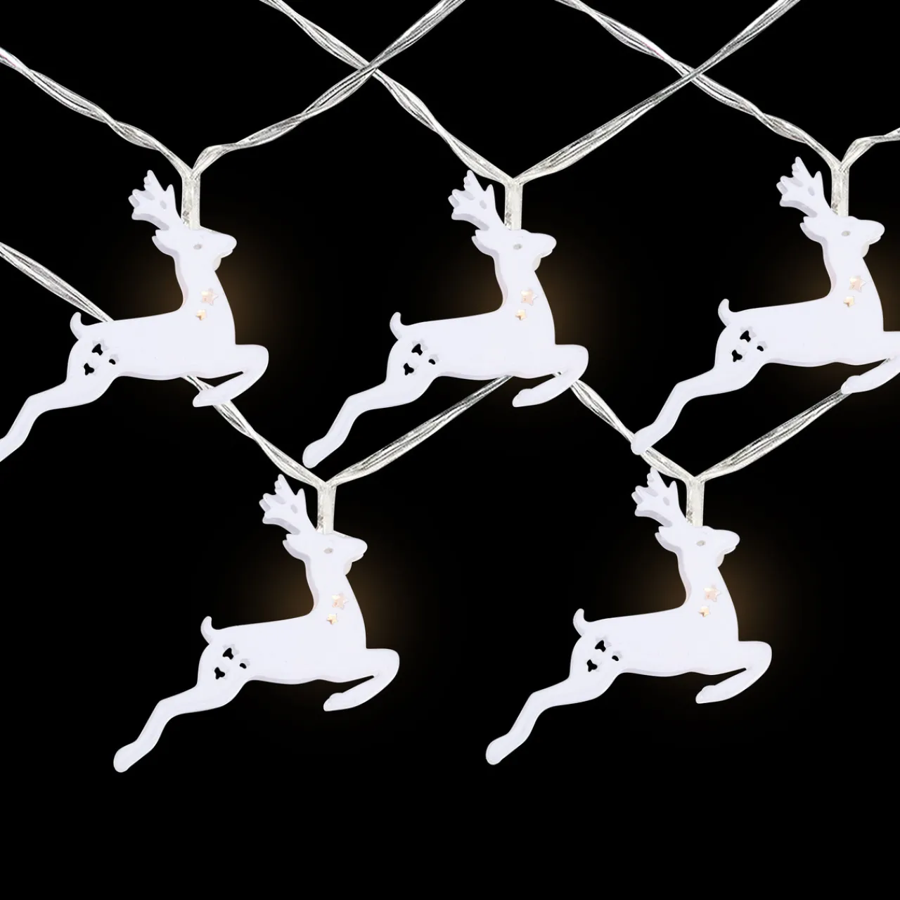 Sale 10-ct LED Warm White Reindeer Christmas Lights - 3' Clear Wire Battery Operated