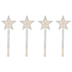 Hot 4ct Lighted Star Christmas Pathway Marker with Lawn Stakes White Wire - Clear Lights Lawn Stakes
