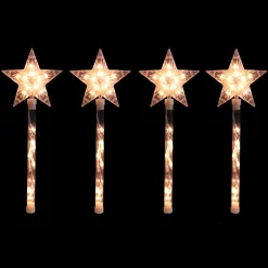 Hot 4ct Lighted Star Christmas Pathway Marker with Lawn Stakes White Wire - Clear Lights Lawn Stakes