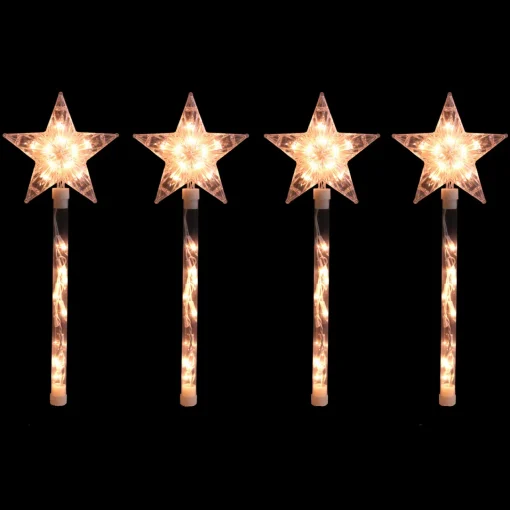 Hot 4ct Lighted Star Christmas Pathway Marker with Lawn Stakes White Wire - Clear Lights Lawn Stakes