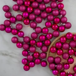 Best 96ct Magenta Pink Shatterproof 4-Finish Christmas Ball Ornaments 1.5" (40mm) Shatterproof Balls|Ball Ornaments