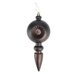Hot 4ct Matte Brown Retro Reflector Shatterproof Christmas Finial Ornaments 7.5" Finials|Pendants