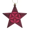 Clearance 12ct Matte Burgundy Glittered Star Shatterproof Christmas Ornaments 5" Symbols