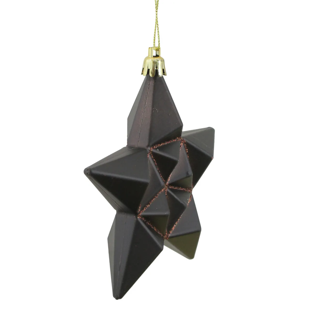 Outlet 12ct Matte Chocolate Brown Glittered Star Shatterproof Christmas Ornaments 5" Shatterproof Balls|Ball Ornaments