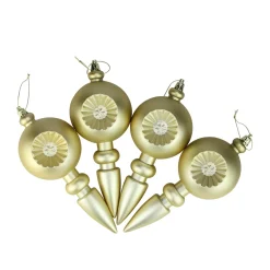 Discount 4ct Matte Gold Retro Reflector Shatterproof Christmas Finial Ornaments 7.5" Finials|Pendants