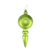 Hot 4ct Matte Green Kiwi Retro Reflector Shatterproof Christmas Finial Ornaments 7.5" Finials|Pendants