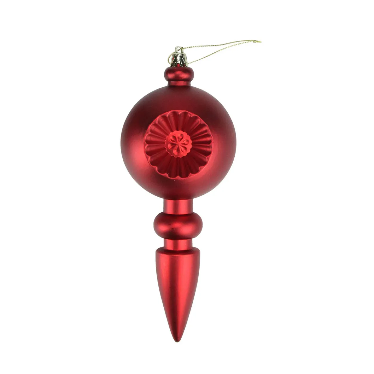 Sale 4ct Matte Red Hot Retro Reflector Shatterproof Christmas Finial Ornaments 7.5" Finials|Pendants