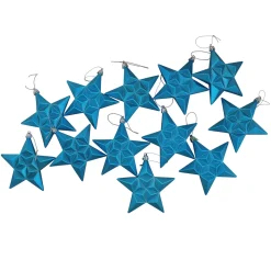 Best 12ct Matte Turquoise Blue Glittered Star Shatterproof Christmas Ornaments 5