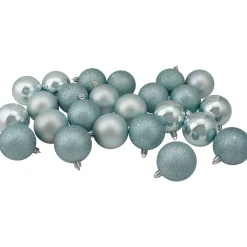 Discount 24ct Mermaid Blue Shatterproof 4-Finish Christmas Ball Ornaments 2.5" (60mm) Shatterproof Balls|Ball Ornaments