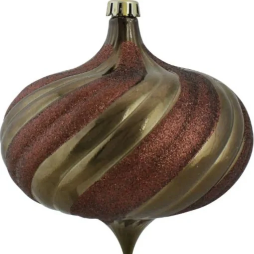 Clearance 4ct Mocha Brown Swirl Shatterproof 2-Finish Onion Drop Christmas Ornaments 5.75" (150mm) Shatterproof Balls|Ball Ornaments