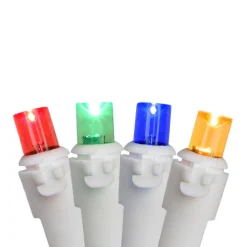 New 100ct Multi Color LED Wide Angle Christmas Icicle Lights, 5.5ft White Wire Icicles