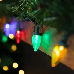 Discount 25ct Multi-Color LED C7 Christmas Light Set, 16ft Green Wire C7 & C9 Lights
