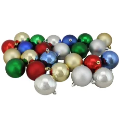 Best 24ct Multi-Color Shatterproof 2-Finish Christmas Ball Ornaments 2.5" (60mm) Shatterproof Balls|Ball Ornaments