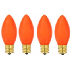 Hot 4ct Orange Opaque C9 LED Glass Christmas Replacement Bulbs Replacement Bulbs