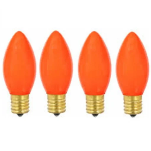 Hot 4ct Orange Opaque C9 LED Glass Christmas Replacement Bulbs Replacement Bulbs