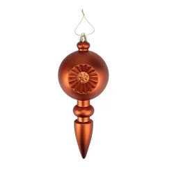 Outlet 4ct Orange Retro Reflector Shatterproof Matte Christmas Finial Ornaments 7.5" Finials|Pendants