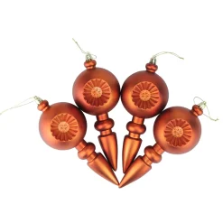 Outlet 4ct Orange Retro Reflector Shatterproof Matte Christmas Finial Ornaments 7.5" Finials|Pendants