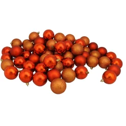 Discount 60ct Orange Shatterproof 4-Finish Christmas Ball Ornaments 2.5" (60mm) Shatterproof Balls|Ball Ornaments