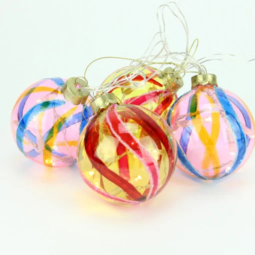Sale 4ct Pink and Red LED Lighted Swirl Glass Christmas Ball Ornaments 3.25" (82mm) Glass|Ball Ornaments