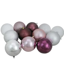 32ct Pink and Silver Shatterproof 3-Finish Christmas Ball Ornaments 3.25" (80mm) Shatterproof Balls|Ball Ornaments