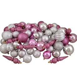 75ct Pink and Silver Shatterproof 3-Finish Christmas Ball Ornaments Shatterproof Balls|Ball Ornaments