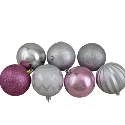 75ct Pink and Silver Shatterproof 3-Finish Christmas Ball Ornaments Shatterproof Balls|Ball Ornaments