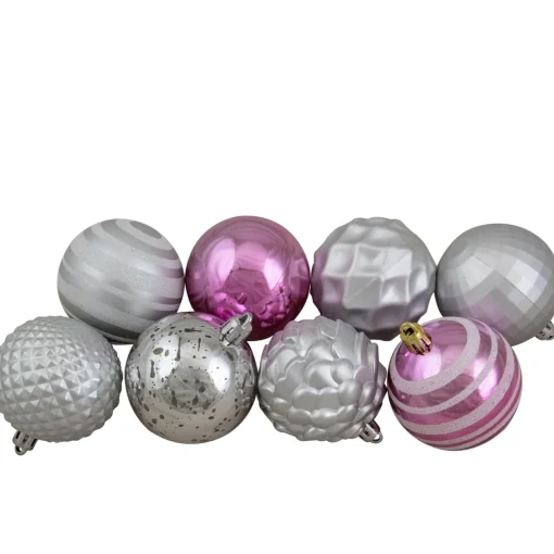 75ct Pink and Silver Shatterproof 3-Finish Christmas Ball Ornaments Shatterproof Balls|Ball Ornaments