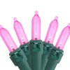 Outlet 100ct Pink LED Mini Christmas Lights, 33ft Green Wire Led