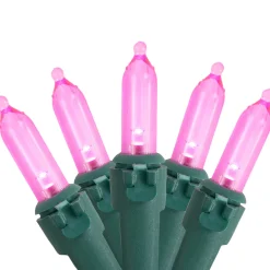 Outlet 100ct Pink LED Mini Christmas Lights, 33ft Green Wire Led