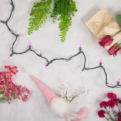 Outlet 100ct Pink LED Mini Christmas Lights, 33ft Green Wire Led