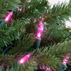 Outlet 100ct Pink LED Mini Christmas Lights, 33ft Green Wire Led