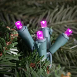 Best 50ct Pink LED Wide Angle Christmas Lights, 16.25ft Green Wire Led