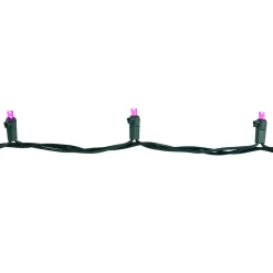 Best 50ct Pink LED Wide Angle Christmas Lights, 16.25ft Green Wire Led