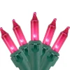 Clearance 100ct Pink Mini Christmas Light Set, 20.25ft Green Wire Incandescent