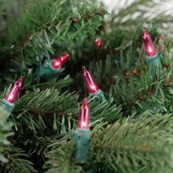 Clearance 100ct Pink Mini Christmas Light Set, 20.25ft Green Wire Incandescent