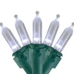 Outlet 50ct Pure White LED Mini Christmas Lights, 16.25ft Green Wire Led