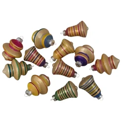 Online 12ct Purple 2-Finish Striped Glass Christmas Finial and Bell Ornaments 2.75" Finials|Pendants