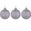 New 3ct Purple Glass Ball Christmas Ornaments with Snowflakes 3" (80mm) Glass|Ball Ornaments