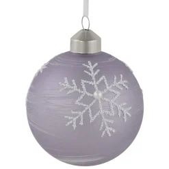 New 3ct Purple Glass Ball Christmas Ornaments with Snowflakes 3