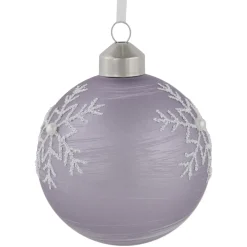 New 3ct Purple Glass Ball Christmas Ornaments with Snowflakes 3