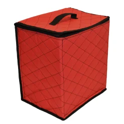 Outlet 48ct Red and Black Quilted Zip Up Christmas Ornament Storage Tub Storage