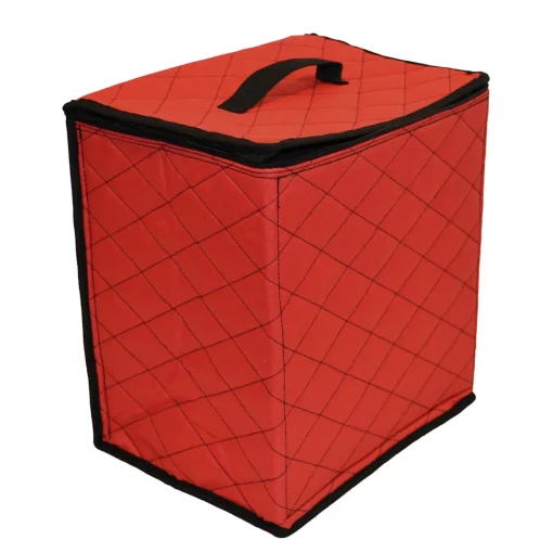 Outlet 48ct Red and Black Quilted Zip Up Christmas Ornament Storage Tub Storage