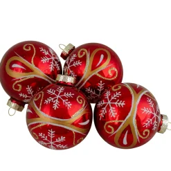 Outlet 4ct Red and Gold Glass Hanging Christmas Ball Ornaments 2.5-Inch (67mm) Glass|Ball Ornaments