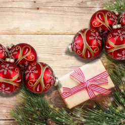 Outlet 4ct Red and Gold Glass Hanging Christmas Ball Ornaments 2.5-Inch (67mm) Glass|Ball Ornaments