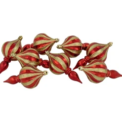 New 8ct Red and Gold Shatterproof Finial Christmas Ornaments, 4.75" Shatterproof Balls|Ball Ornaments