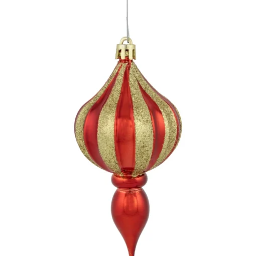 New 8ct Red and Gold Shatterproof Finial Christmas Ornaments, 4.75" Shatterproof Balls|Ball Ornaments