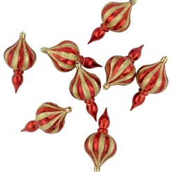 New 8ct Red and Gold Shatterproof Finial Christmas Ornaments, 4.75